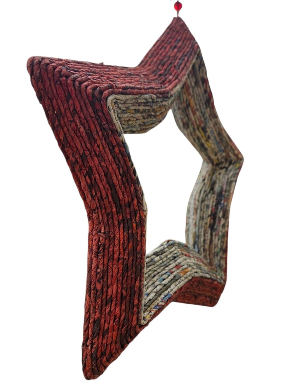 Handmade Primitive Star-Shaped Folk Art Decor w/Coiled Recycled Newspapers - Picture 4 of 4